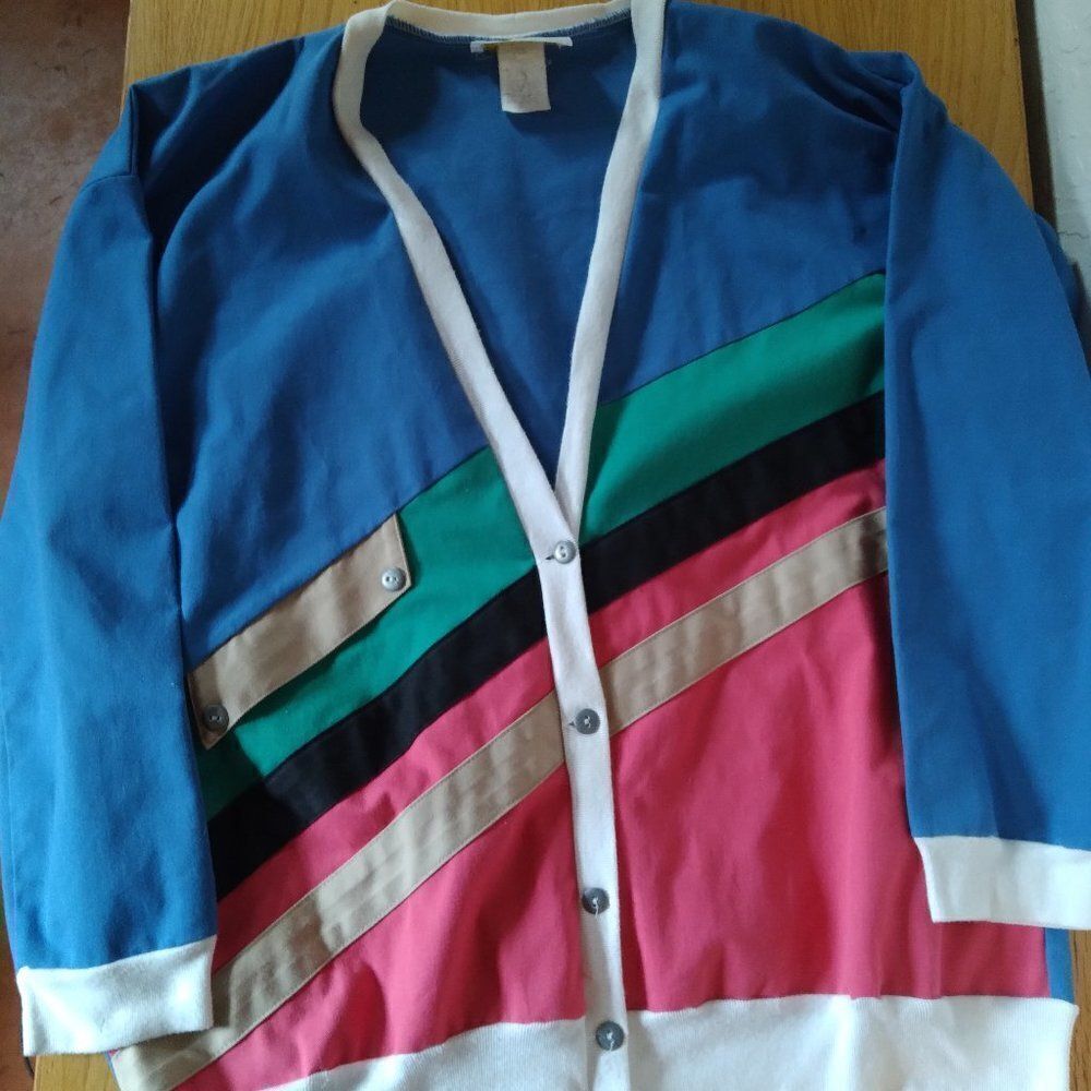 Vintage Donnkenny Color Block Cardigan Sweater